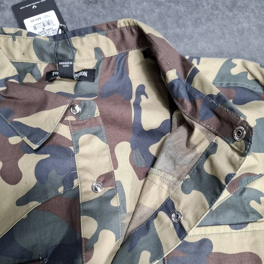 True Religion Mens Size M Western Camo Pearl Snap Long Sleeve Shirt MSRP $89 NWT
